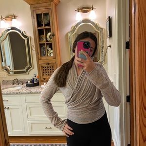 gray wrap up sweater